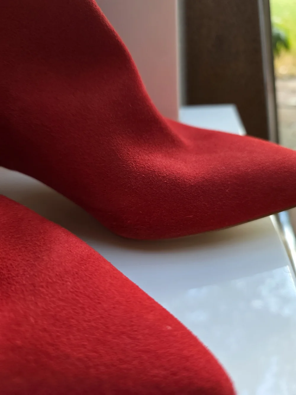 Gianni Bini Red Over-the-Knee Pointed Toe Leather Upper Boots